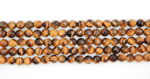 Yellow Tiger Eye Gemstone Beads, 8mm, Faceted